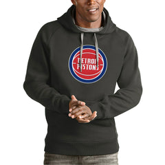 Detroit Pistons Antigua Team Logo Victory Pullover Hoodie Charcoal - NBA