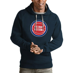 Detroit Pistons Antigua Team Logo Victory Pullover Hoodie Navy - NBA