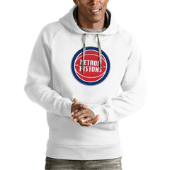 Detroit Pistons Antigua Team Logo Victory Pullover Hoodie White - NBA