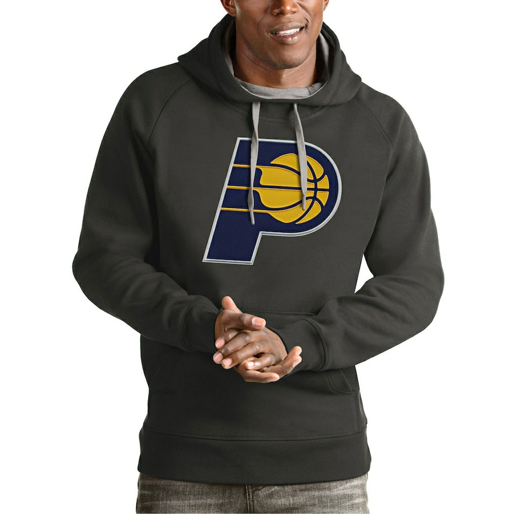Indiana Pacers Antigua Team Logo Victory Pullover Hoodie Charcoal - NBA