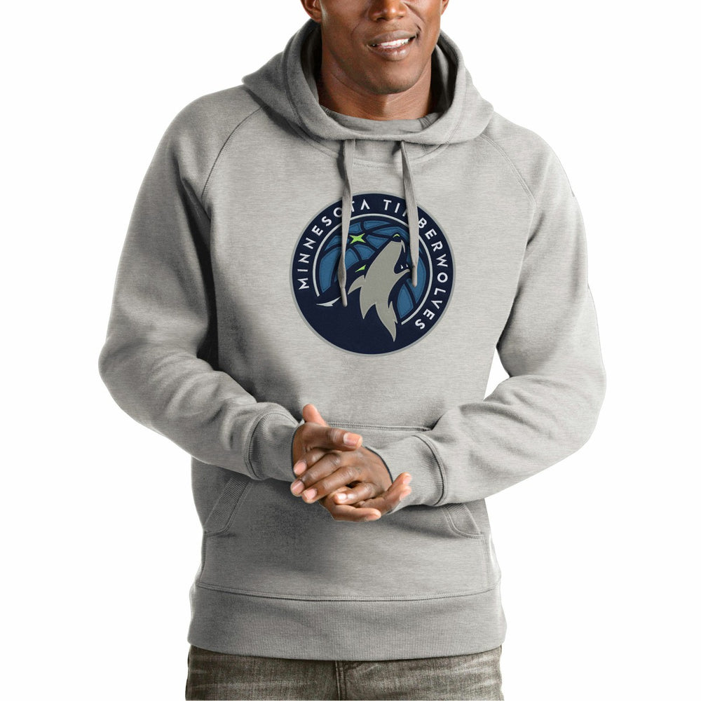 Minnesota Timberwolves Antigua Team Logo Victory Pullover Hoodie Heather Gray - NBA