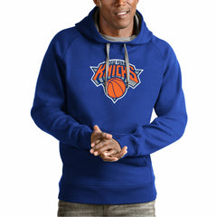 New York Knicks Antigua Team Logo Victory Pullover Hoodie Royal - NBA