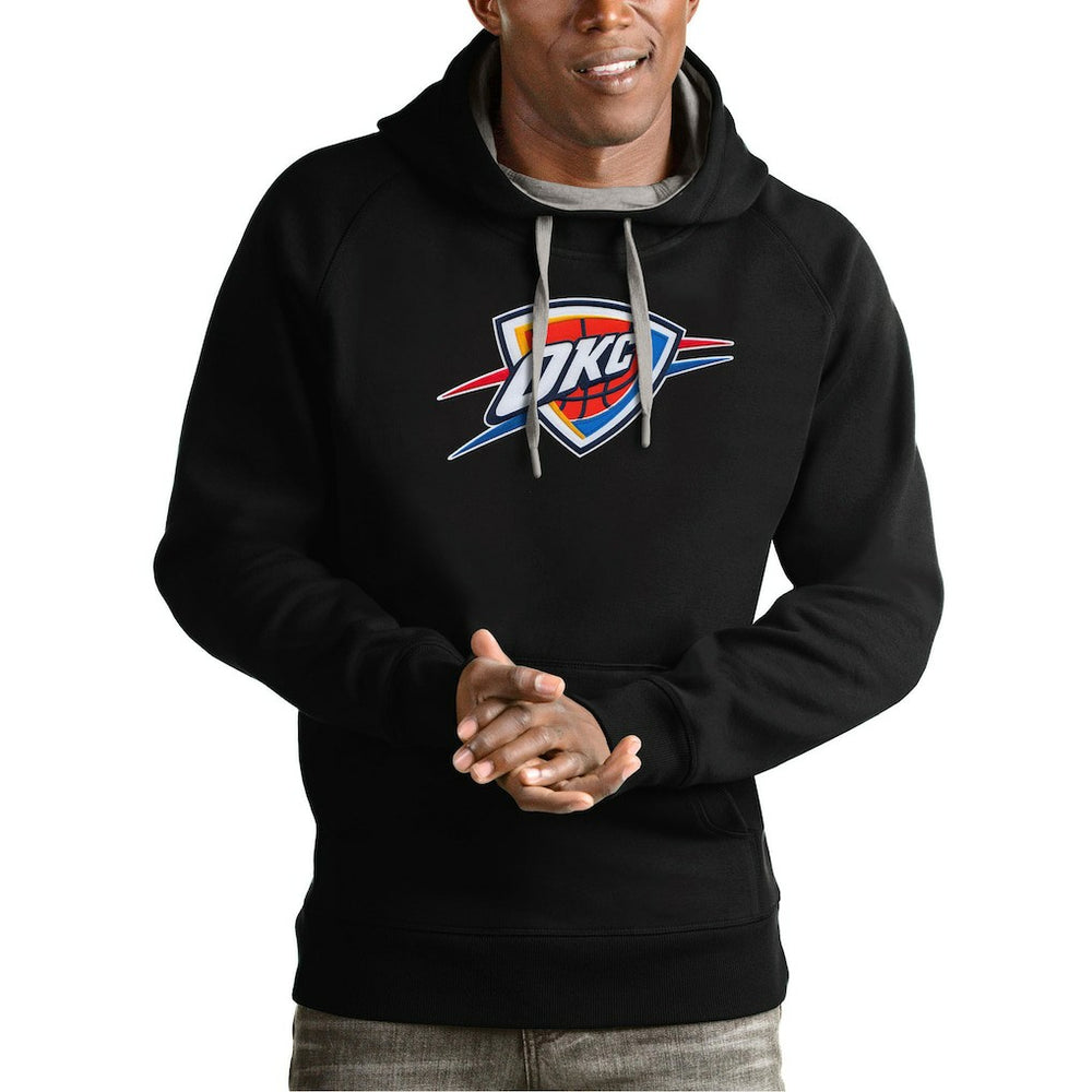 Oklahoma City Thunder Antigua Team Logo Victory Pullover Hoodie Black - NBA