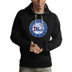 Philadelphia 76ers Antigua Team Logo Victory Pullover Hoodie Black - NBA