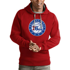 Philadelphia 76ers Antigua Team Logo Victory Pullover Hoodie Red - NBA