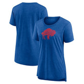 Buffalo Bills Women's Throwback Team Logo Tri-Blend T-Shirt Heather Royal | NFL