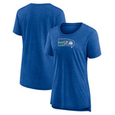 Seattle Seahawks Women's Throwback Team Logo Tri-Blend T-Shirt Heather Royal | NFL