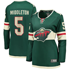 Jake Middleton Minnesota Wild Fanatics Women's Home Breakaway Player Jersey - Green - NHL