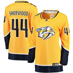 Kiefer Sherwood Nashville Predators Fanatics Women's Home Breakaway Player Jersey - Gold - NHL