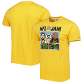 Aaron Rodgers & Aaron Jones Green Bay Packers Homage Unisex NFL Jam Tri-Blend T-Shirt Heather Gold | NFL