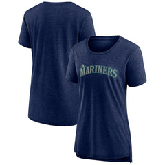 Seattle Mariners Women's Official Wordmark Tri-Blend T-Shirt - MLB