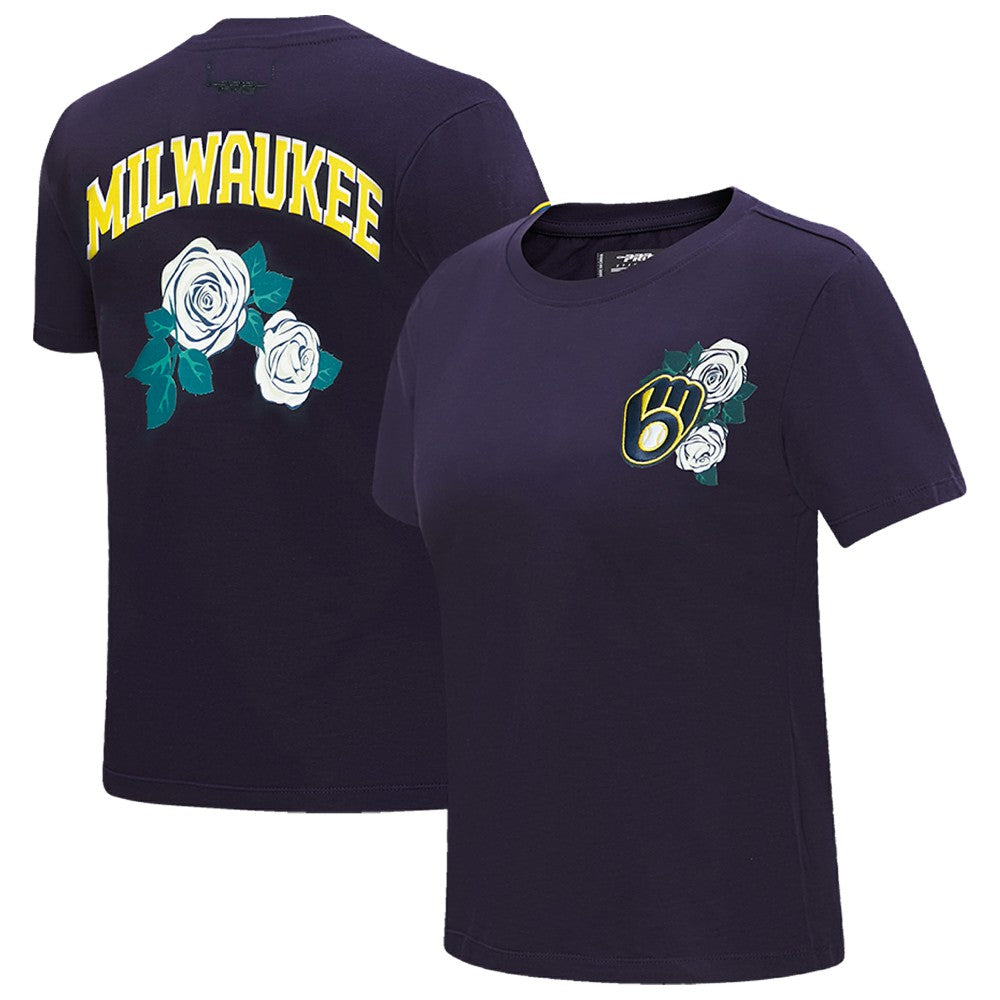 Milwaukee Brewers Pro Standard Women's Roses Fitted T-Shirt - MLB