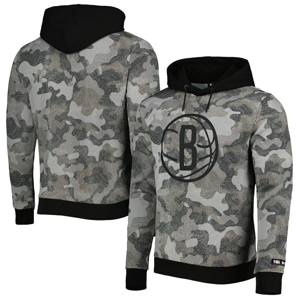 Brooklyn Nets Hugo Boss Camo Pullover Hoodie Black - NBA