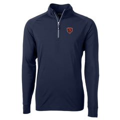 Chicago Bears Cutter & Buck Adapt Eco Knit Stretch Recycled Big & Tall Quarter-Zip Throwback Pullover Top Navy | NFL
