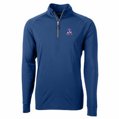 New England Patriots Cutter & Buck Adapt Eco Knit Stretch Recycled Big & Tall Quarter-Zip Throwback Pullover Top Royal | NFL