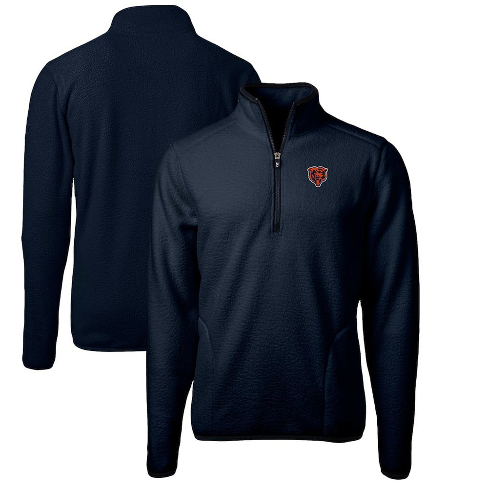 Chicago Bears Cutter & Buck Cascade Eco Sherpa Fleece Big & Tall Quarter-Zip Throwback Jacket Navy | NFL