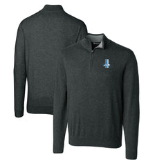 Detroit Lions Cutter & Buck Throwback Logo Lakemont Tri-Blend Big & Tall Quarter-Zip Pullover Sweater Heather Charcoal | NFL