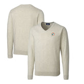 Miami Dolphins Cutter & Buck Throwback Logo Lakemont Tri-Blend Big & Tall V-Neck Pullover Sweater Oatmeal | NFL
