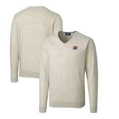 New York Giants Cutter & Buck Throwback Logo Lakemont Tri-Blend Big & Tall V-Neck Pullover Sweater Oatmeal | NFL