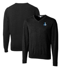 Detroit Lions Cutter & Buck Throwback Logo Lakemont Tri-Blend Big & Tall V-Neck Pullover Sweater Black | NFL
