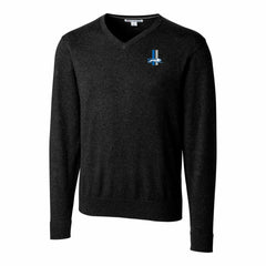 Detroit Lions Cutter & Buck Throwback Logo Lakemont Tri-Blend Big & Tall V-Neck Pullover Sweater Black | NFL