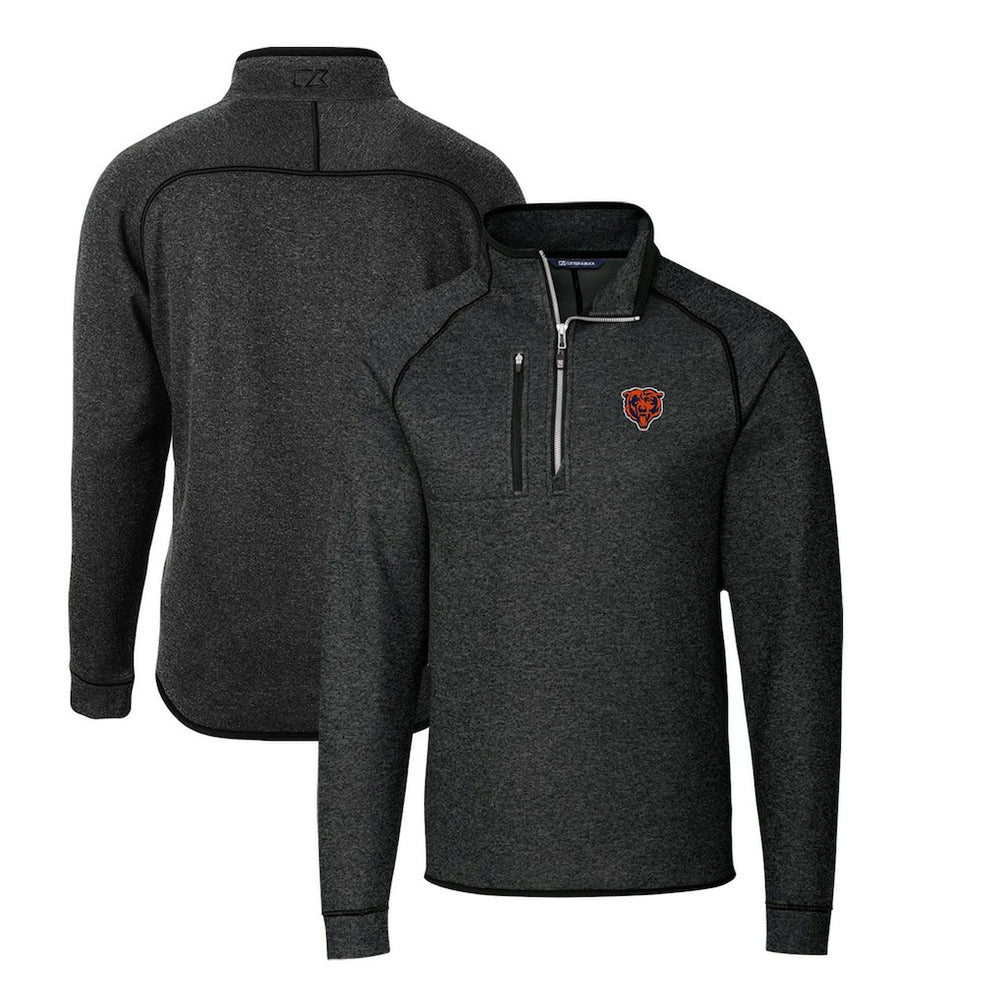 Chicago Bears Cutter & Buck Mainsail Sweater-Knit Big & Tall Half-Zip Pullover Jacket Heather Charcoal | NFL