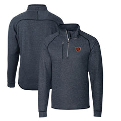 Chicago Bears Cutter & Buck Mainsail Sweater-Knit Big & Tall Half-Zip Pullover Jacket Heather Navy | NFL