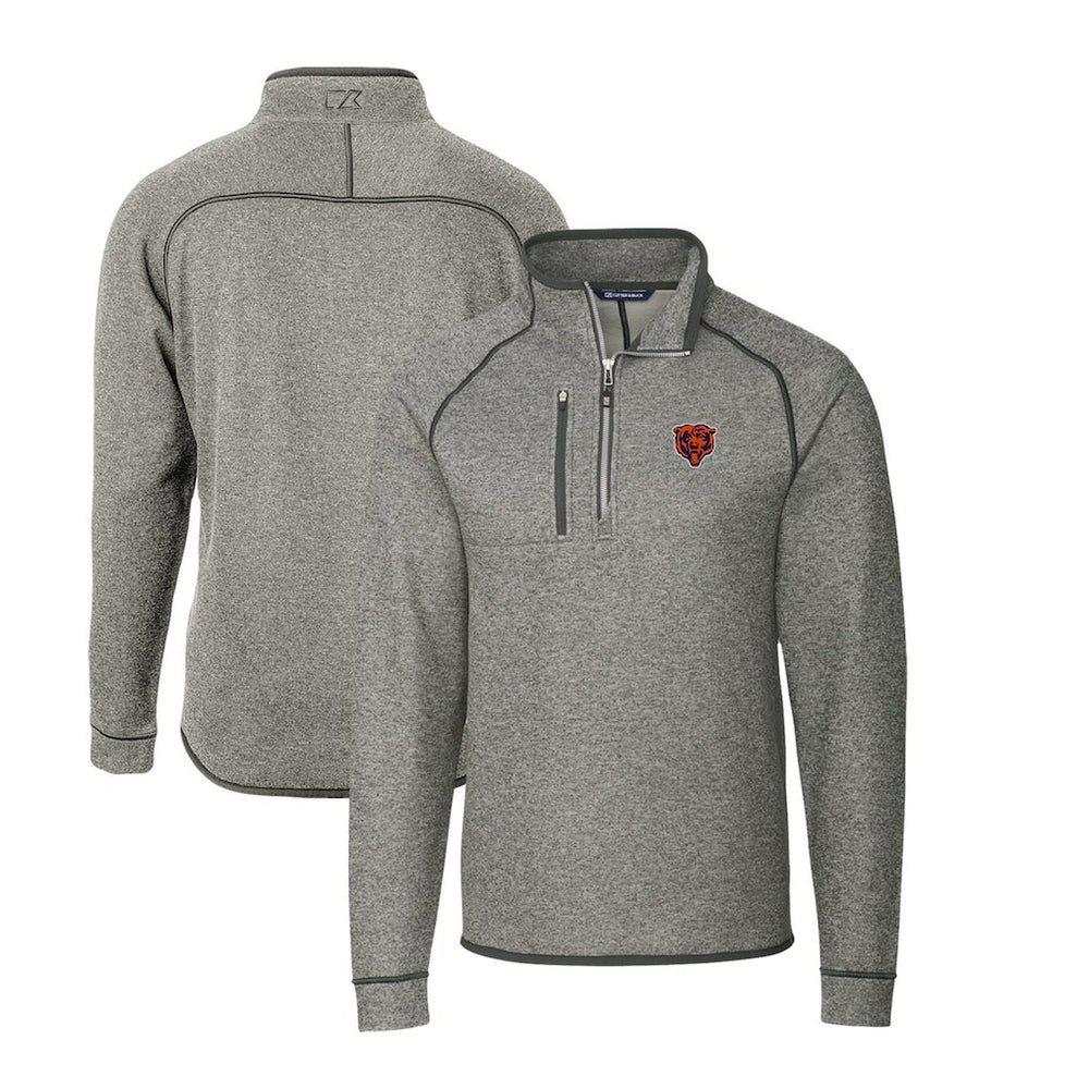 Chicago Bears Cutter & Buck Mainsail Sweater-Knit Big & Tall Half-Zip Pullover Jacket Heather Gray | NFL