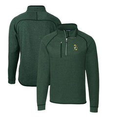 Green Bay Packers Cutter & Buck Mainsail Sweater-Knit Big & Tall Half-Zip Pullover Jacket Heather Green | NFL