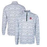 Denver Broncos Cutter & Buck Throwback Logo Big & Tall Traverse Camo Print Stretch Quarter-Zip Pullover Top Charcoal | NFL