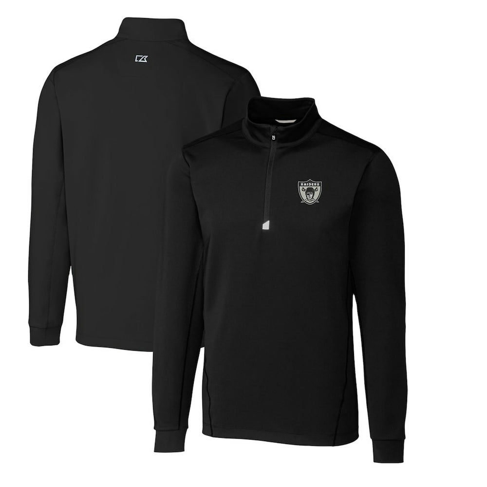Las Vegas Raiders Cutter & Buck Throwback Logo Traverse Stretch Quarter-Zip Big & Tall Pullover Top Black | NFL
