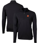 Cincinnati Bengals Cutter & Buck Throwback Logo Virtue Eco Pique Recycled Quarter-Zip Big & Tall Pullover Top Black | NFL