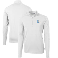 Detroit Lions Cutter & Buck Throwback Logo Virtue Eco Pique Recycled Quarter-Zip Big & Tall Pullover Top White | NFL