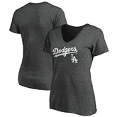 Los Angeles Dodgers Women's Team Lockup V-Neck T-Shirt - MLB