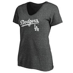 Los Angeles Dodgers Women's Team Lockup V-Neck T-Shirt - MLB