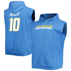 Justin Herbert Los Angeles Chargers Profile Big & Tall Muscle Pullover Hoodie Powder Blue | NFL