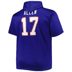 Josh Allen Buffalo Bills Big & Tall Short Sleeve Pullover Hoodie Royal | NFL