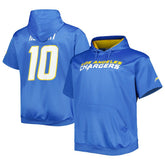 Justin Herbert Los Angeles Chargers Big & Tall Short Sleeve Pullover Hoodie Powder Blue | NFL