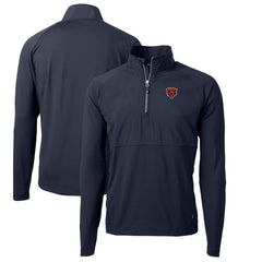Chicago Bears Cutter & Buck Adapt Eco Knit Hybrid Recycled Quarter-Zip Throwback Pullover Top Navy | NFL