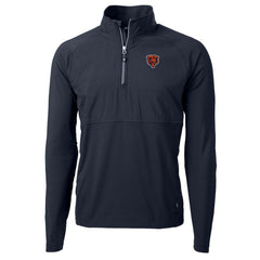 Chicago Bears Cutter & Buck Adapt Eco Knit Hybrid Recycled Quarter-Zip Throwback Pullover Top Navy | NFL