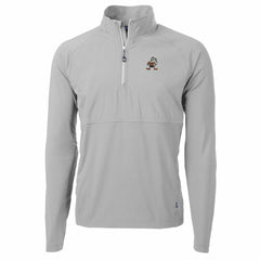 Cleveland Browns Cutter & Buck Adapt Eco Knit Hybrid Recycled Quarter-Zip Throwback Pullover Top Gray | NFL