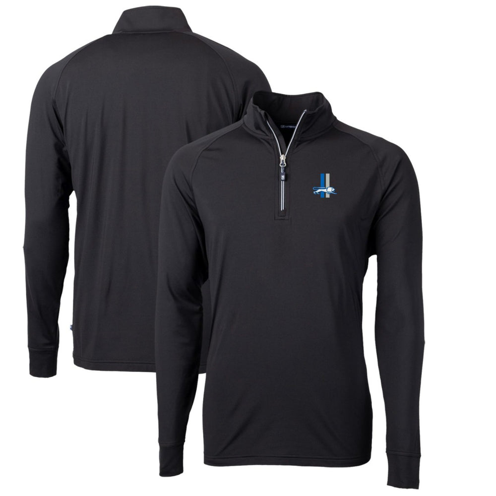 Detroit Lions Cutter & Buck Adapt Eco Knit Stretch Recycled Quarter-Zip Throwback Pullover Top Black | NFL