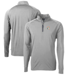 Miami Dolphins Cutter & Buck Adapt Eco Knit Stretch Recycled Quarter-Zip Throwback Pullover Top Gray | NFL