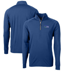 Seattle Seahawks Cutter & Buck Adapt Eco Knit Stretch Recycled Quarter-Zip Throwback Pullover Top Royal | NFL