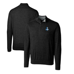 Detroit Lions Cutter & Buck Throwback Logo Lakemont Tri-Blend Quarter-Zip Pullover Sweater Black | NFL
