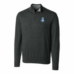 Detroit Lions Cutter & Buck Throwback Logo Lakemont Tri-Blend Quarter-Zip Pullover Sweater Heather Charcoal | NFL