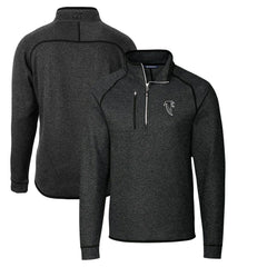 Atlanta Falcons Cutter & Buck Throwback Logo Mainsail Sweater-Knit Half-Zip Pullover Jacket Heather Charcoal | NFL