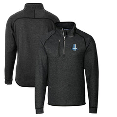 Detroit Lions Cutter & Buck Throwback Logo Mainsail Sweater-Knit Half-Zip Pullover Jacket Heather Charcoal | NFL