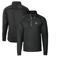 New England Patriots Cutter & Buck Throwback Logo Mainsail Sweater-Knit Half-Zip Pullover Jacket Heather Charcoal | NFL