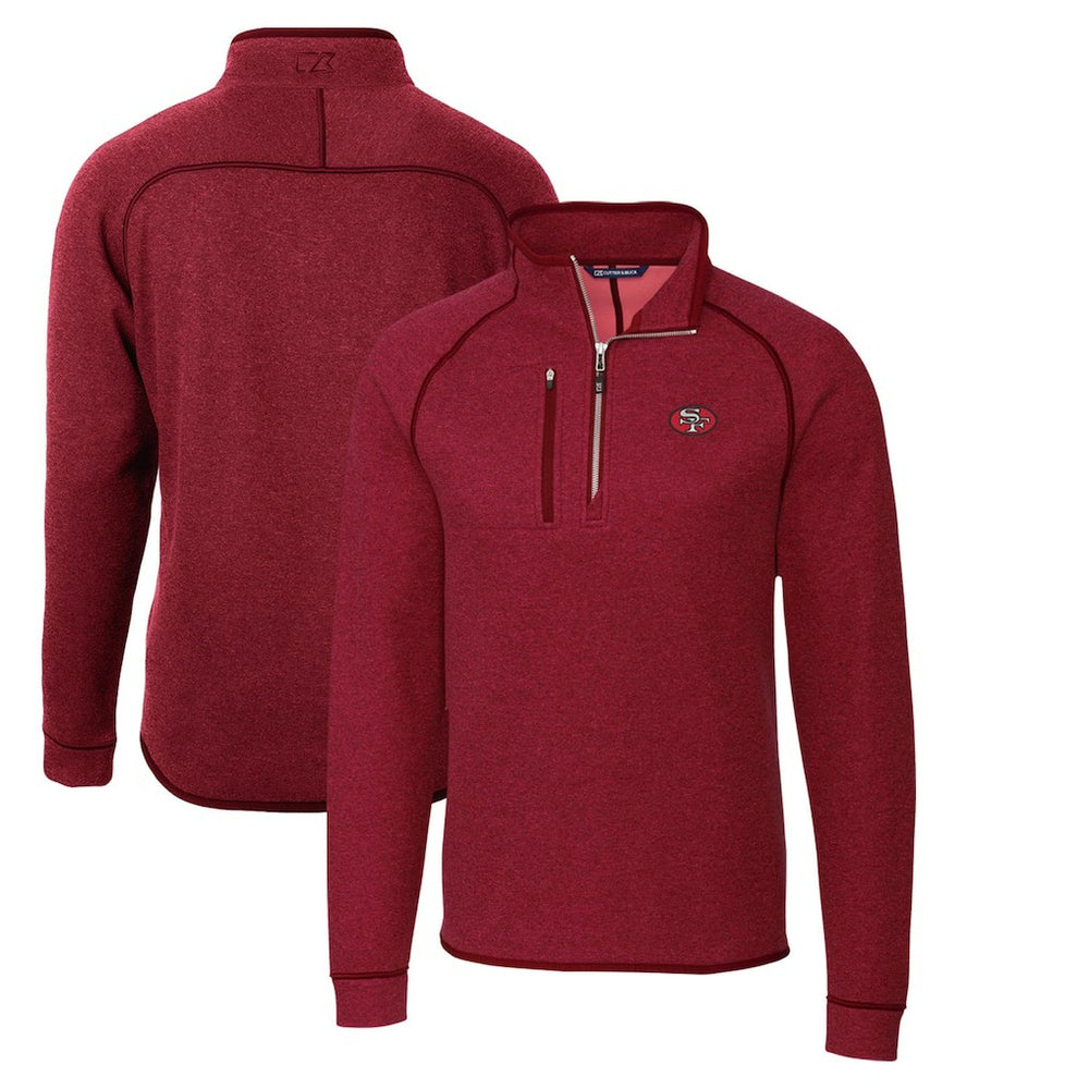 San Francisco 49ers Cutter & Buck Mainsail Sweater-Knit Half-Zip Pullover Jacket Scarlet | NFL